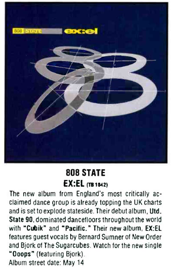 808 State - ex:el - US Advert (Billboard, 30th March 1991)