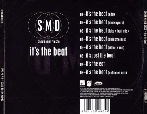 Simian Mobile Disco - It's The Beat - Australian CD Single - Back