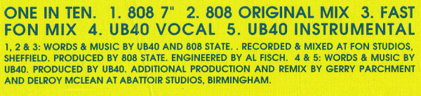 808 State vs UB40 - One In Ten