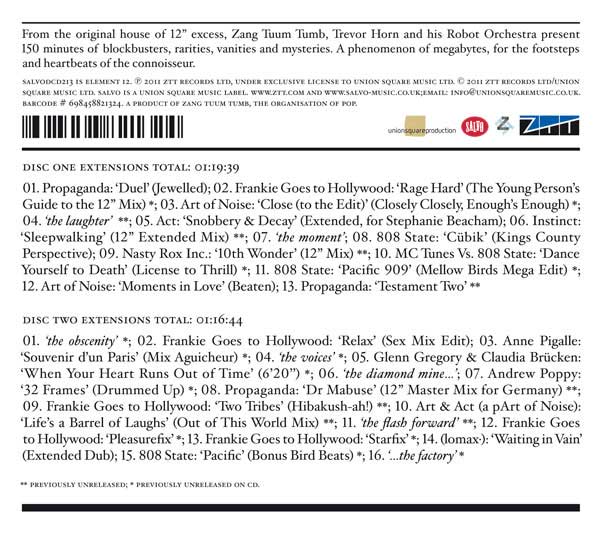The Art Of The 12" - UK 2CD - Back Cover