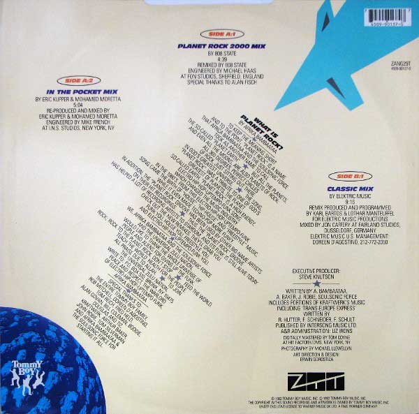 Afrika Bambaataa & The Soulsonic Force - Don't Stop... Planet Rock - The Remix EP - UK ZTT 12" Single - Back Cover