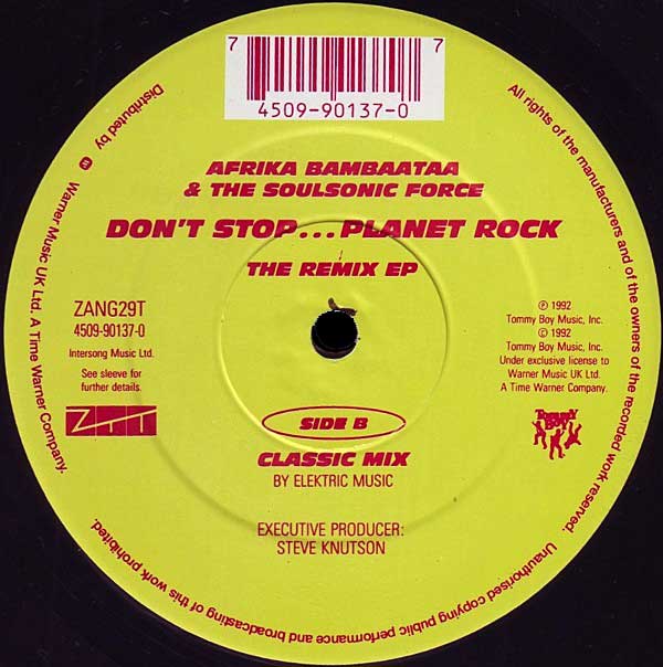 Afrika Bambaataa & The Soulsonic Force - Don't Stop... Planet Rock - The Remix EP - UK ZTT 12" Single - Side B