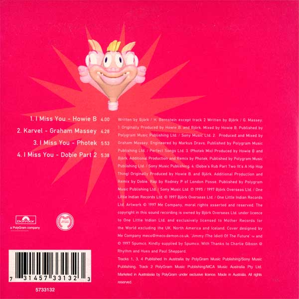 Bj&ouml;rk - I Miss You - Australian CD Single - Back Cover