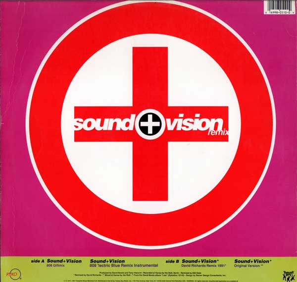 David Bowie vs. 808 State - Sound + Vision Remix - US 12" Single - Back Cover