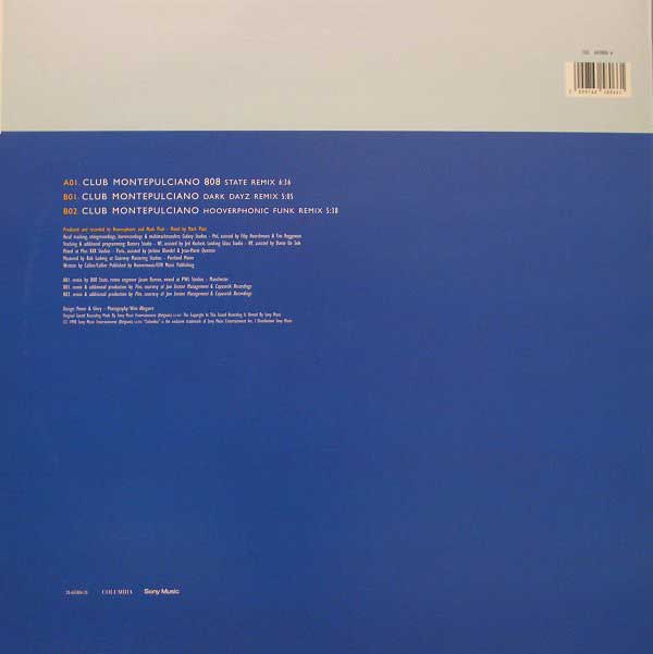 Hooverphonic - Club Montepulciano - BE 12" Single - Back Cover