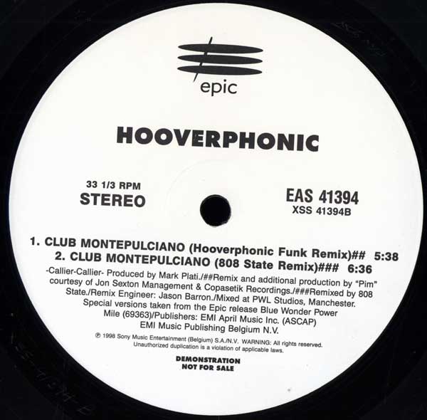 Hooverphonic - Club Montepulciano - US Promo 12" Single - Side B