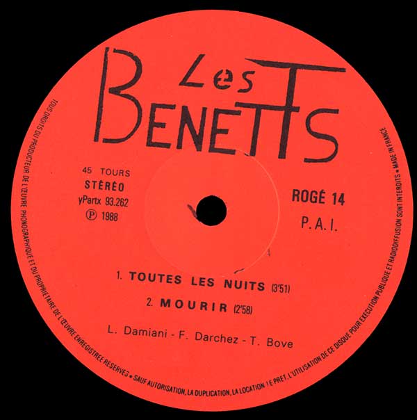 Les Benetts - Machin - French 12" - Side B