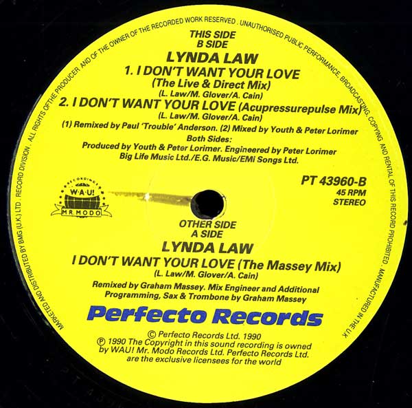 Lynda Law - I Don't Want Your Love - UK 12" Single - Label B