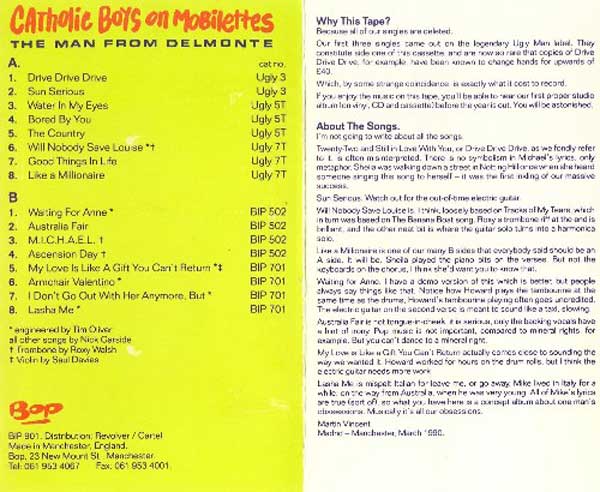 The Man From Delmonte - Catholic Boys On Mobilettes - UK Cassette - Inner