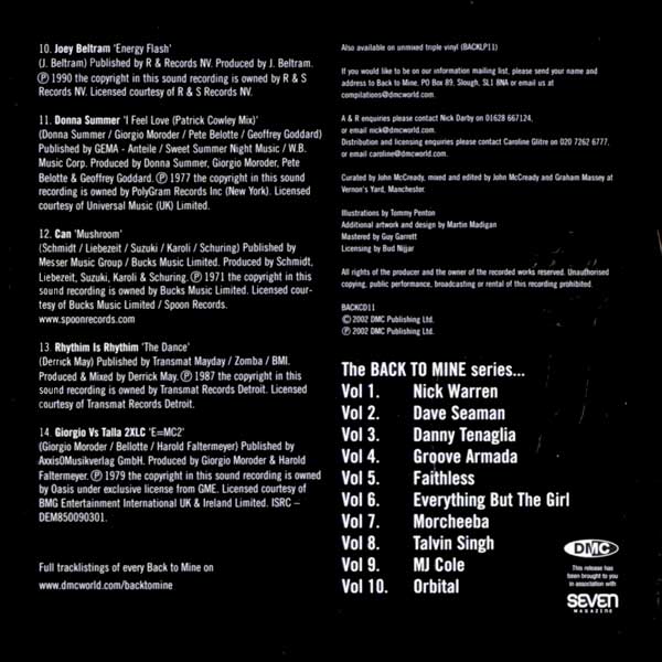 New Order - Back To Mine - UK Promo CD - Credits