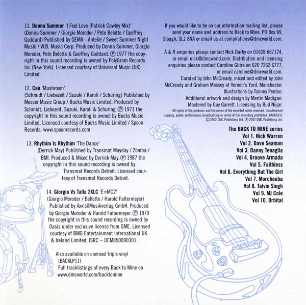 New Order - Back To Mine - UK CD - Credits
