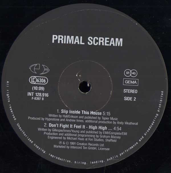 Primal Scream - Movin' On Up - German 12" Single - Side 2