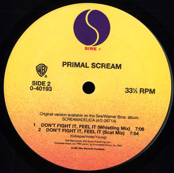 Primal Scream - Movin' On Up - US 12" Single - Side 2