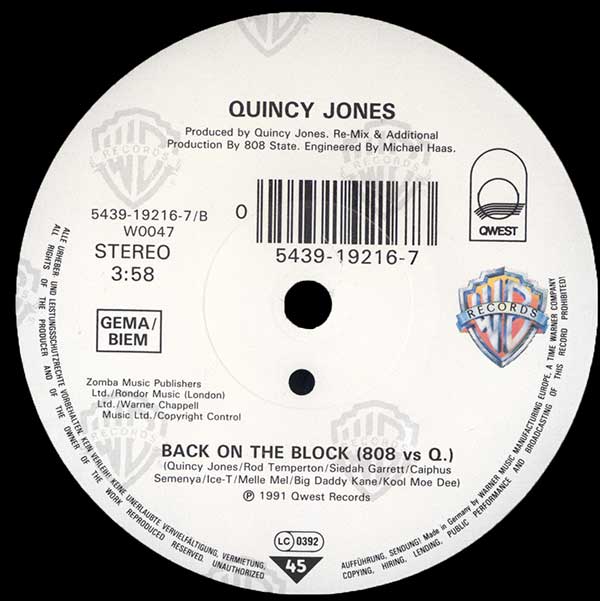 Quincy Jones - Back On The Block - German 7" Single - Side B
