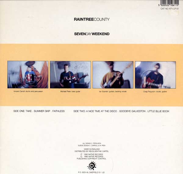 Raintree County - Seven Day Weekend - UK LP - back cover 