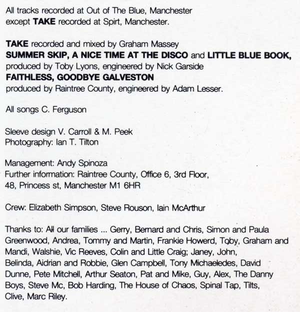 Raintree County - Seven Day Weekend - UK LP - Credits