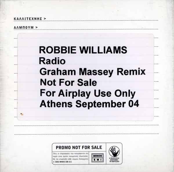 Robbie Williams - Radio (Graham Massey Remix) - Greek Promo CDR Single - Cover