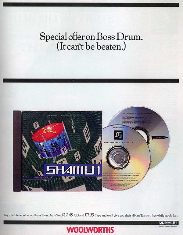 The Shamen - Boss Drum + En-Tact - UK 2xCD - Advert (Vox, December 1992)