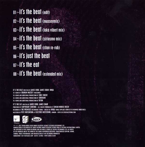 Simian Mobile Disco - It's The Beat - Australian CD Single - Credits
