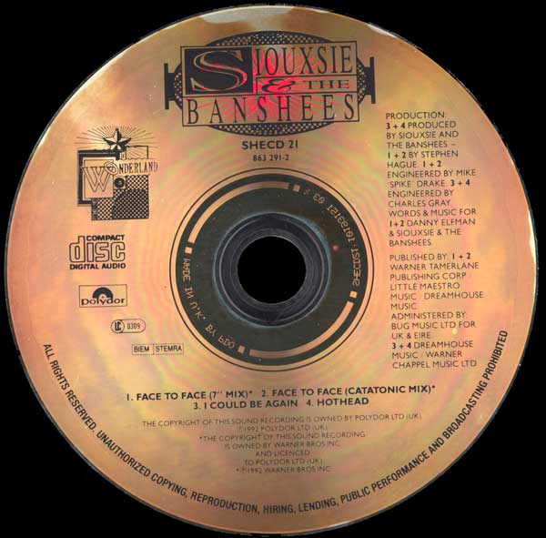 Siouxsie & The Banshees - Face To Face - UK CD Single - CD