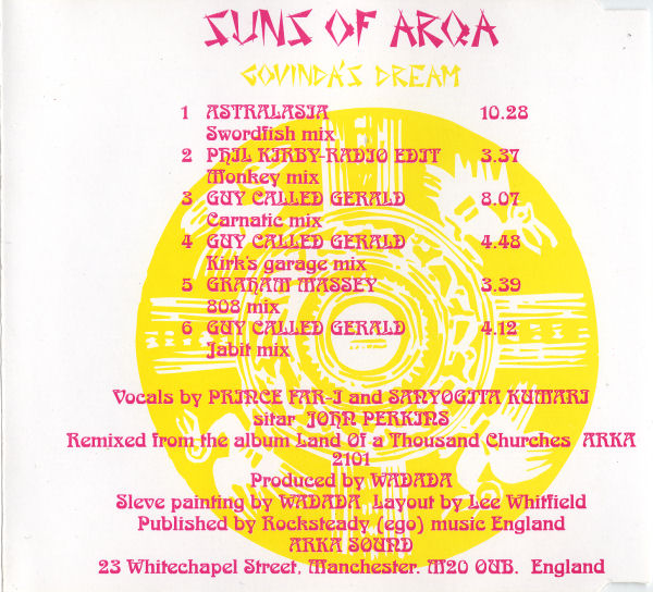 Suns Of Arqa - Govinda's Dream - UK CD Single - Back
