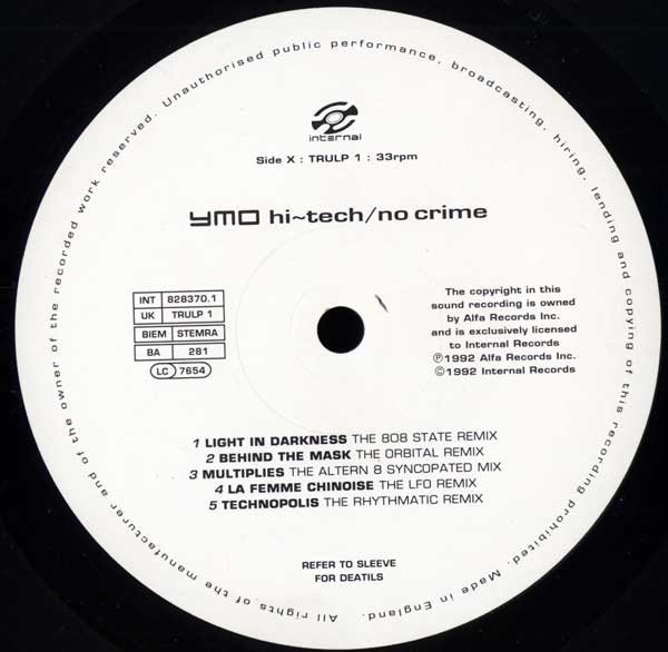 Yellow Magic Orchestra - Hi-Tech / No Crime - UK 2xLP - Side X