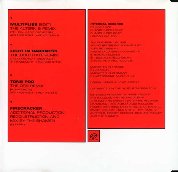 Yellow Magic Orchestra - Reconstructions - EU CD Single - credits