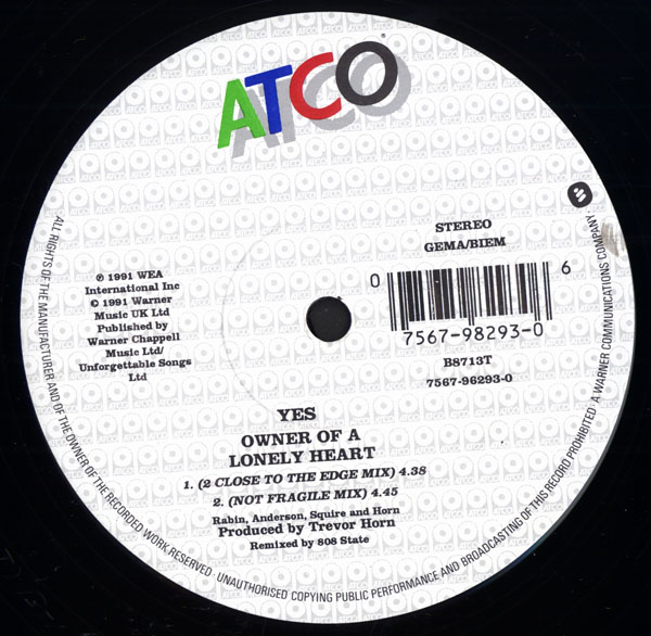 Yes - Owner Of A Lonely Heart - UK - 12" Single