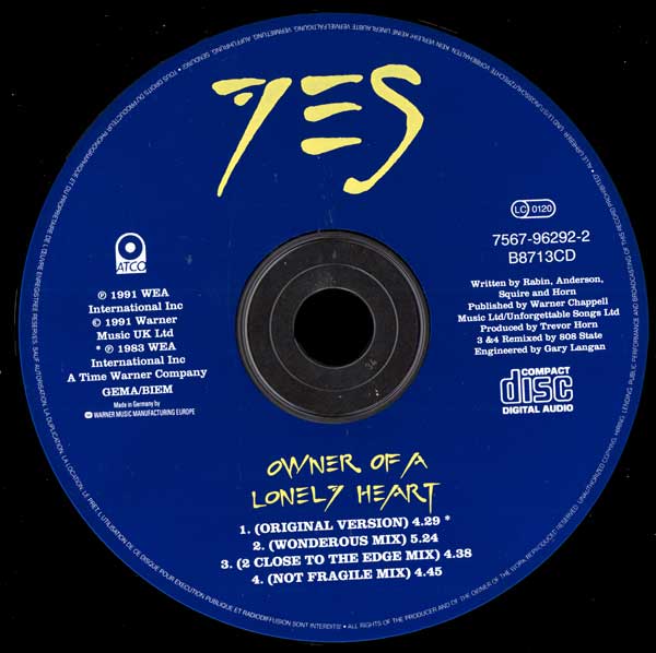 Yes - Owner Of A Lonely Heart - UK - CD Single