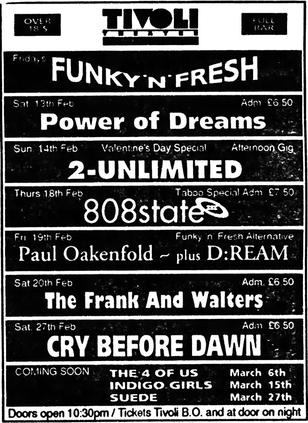 Thu 18:Feb - 808 State Live - Tivoli, Dublin, Ireland