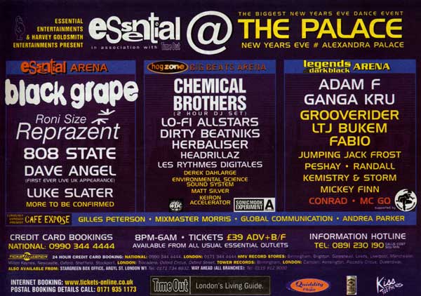 808 State Live - Essential @ The Palace, New Years Eve, Alexandra Palace, London