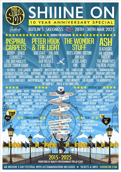 808 State live flyer Shiiine On festival 29 Mar 2025